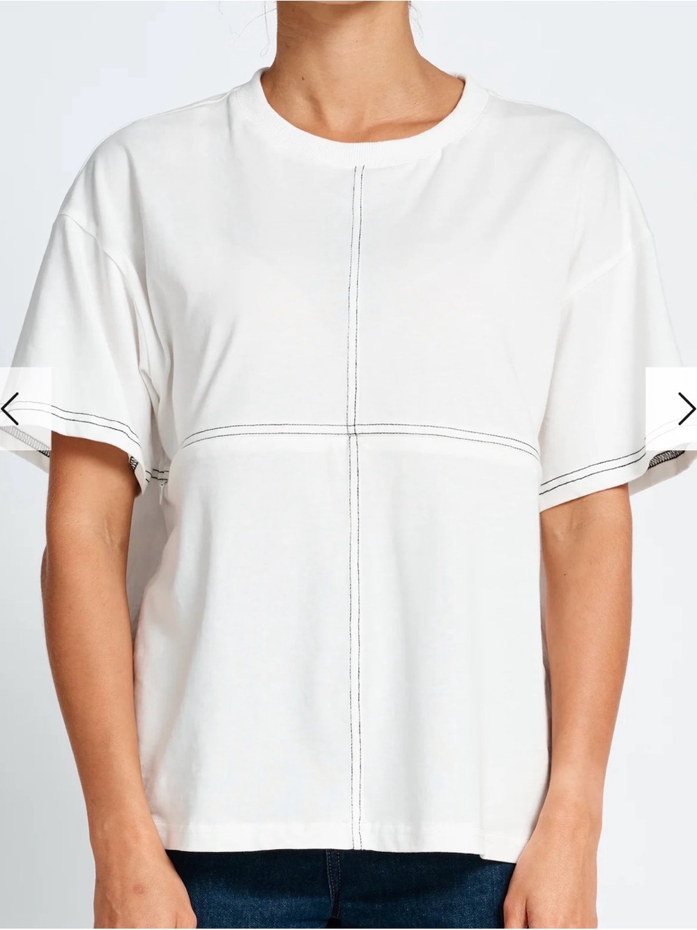 Apero Miro Contrast Panel Tee - White / Black, Large, Nursing Friendly